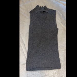 Sleeveless Ribbed Plunge Turtleneck - Tall